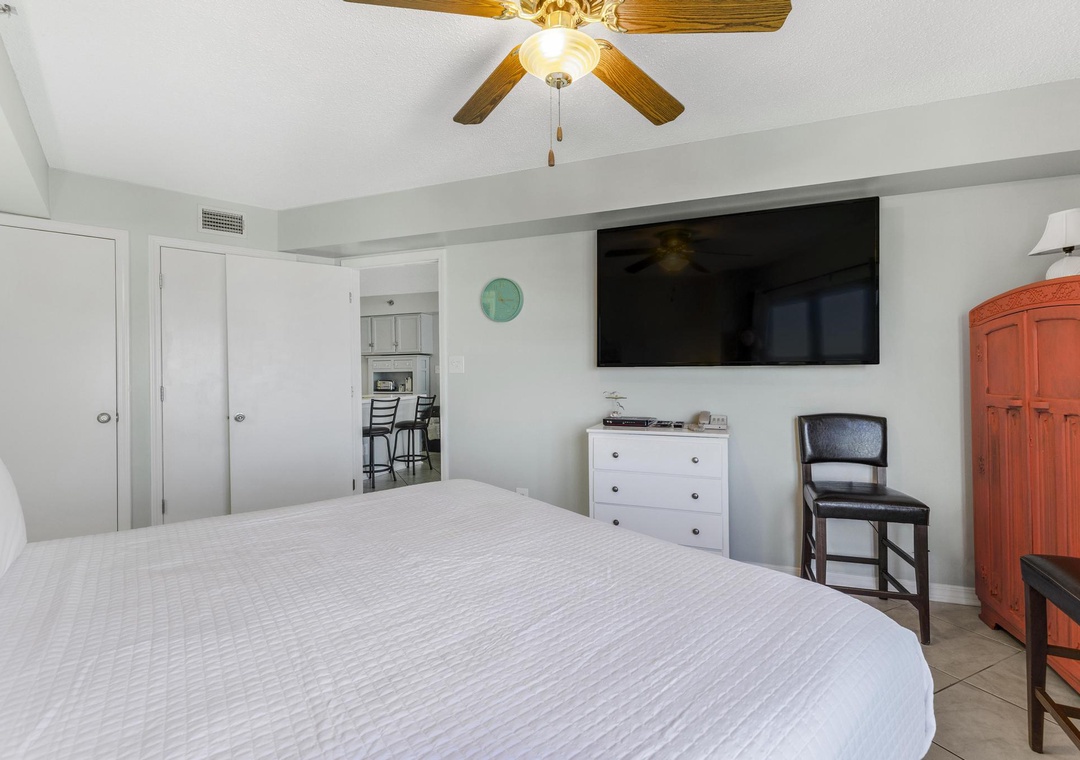 Enjoy a movie in the king bedroom