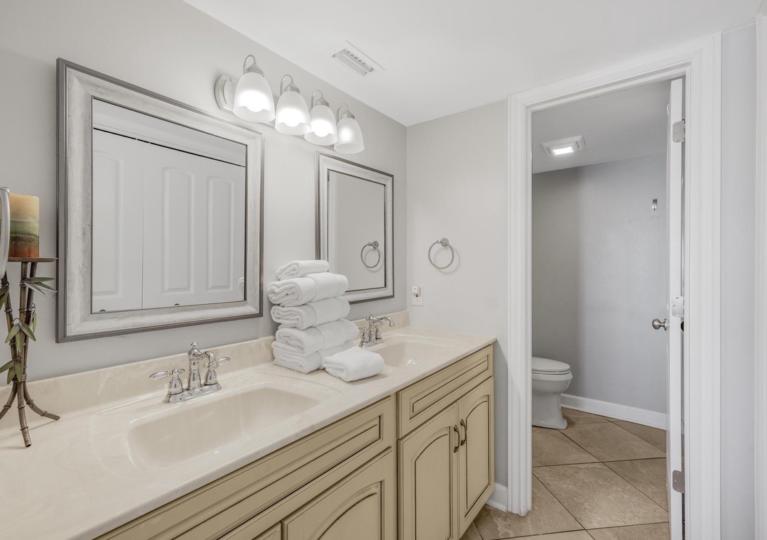 Dual vanities in the primary bathroom