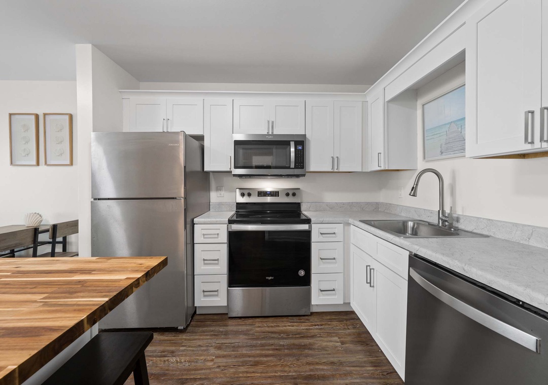 Kitchen with stainless steel appliances