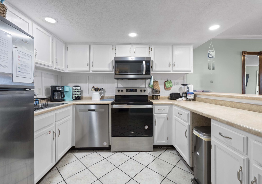 Kitchen with stainless steel appliances