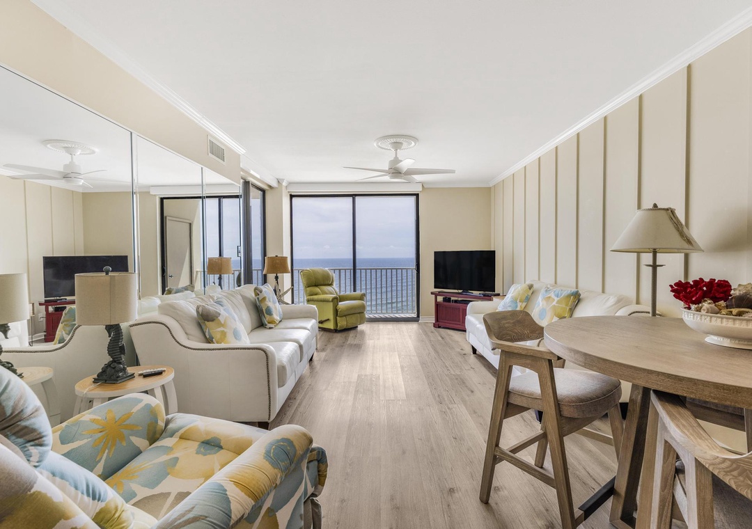 Living room with Gulf views