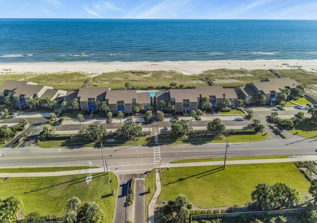 Aerial view of Needle Rush Point beachside units