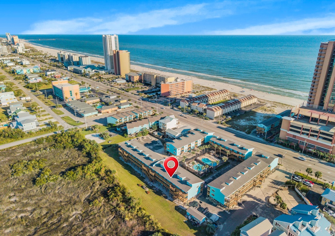 Aerial view of Lani Kai near the Gulf