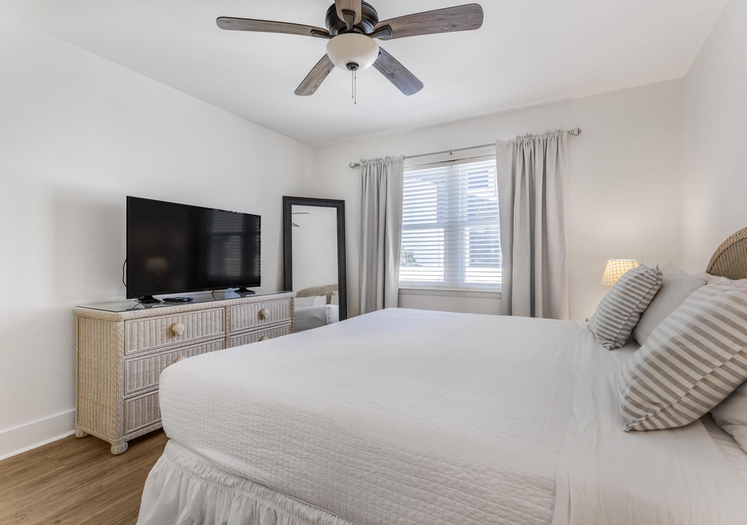 Primary bedroom with king bed
