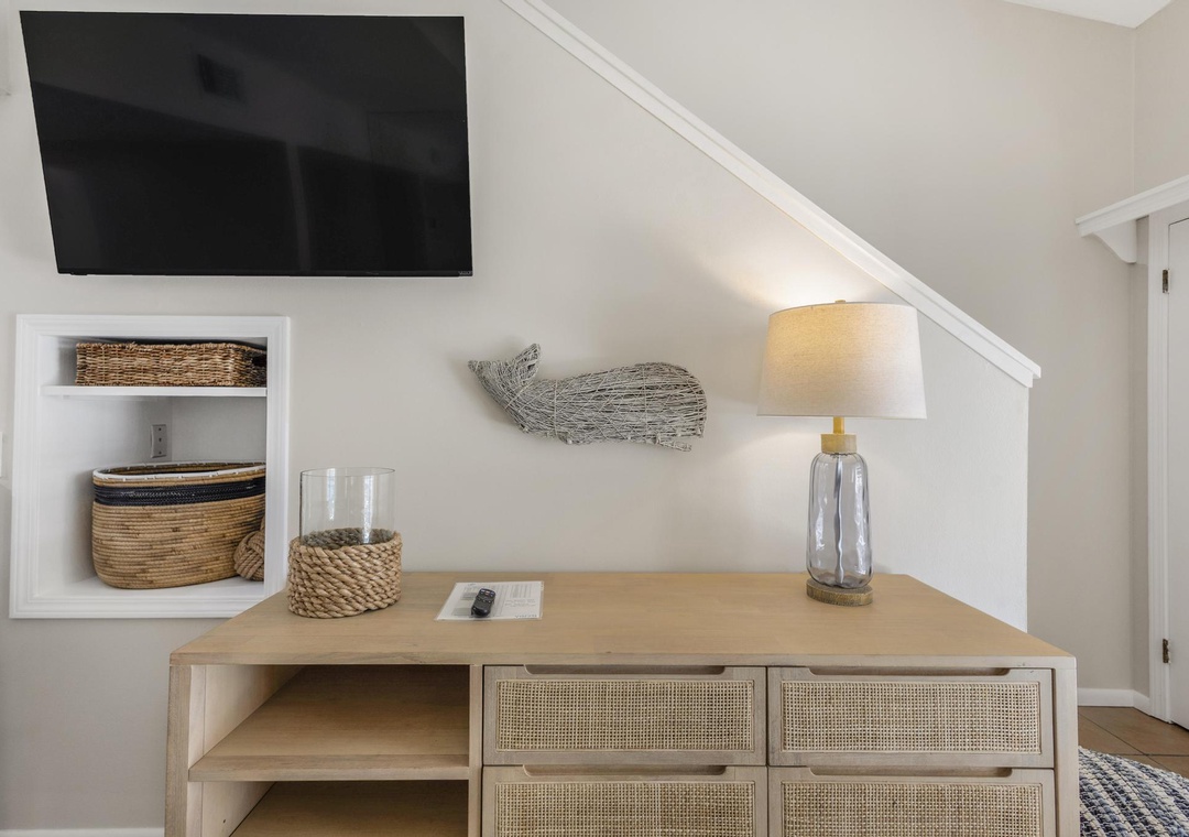 Enjoy a movie on the flat-screen TV