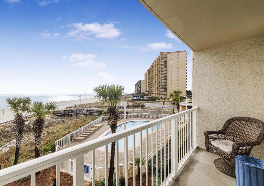 Private balcony with pool and Gulf views