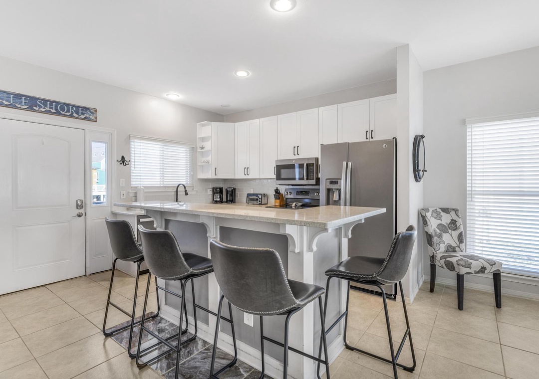 Seating for four at the kitchen island