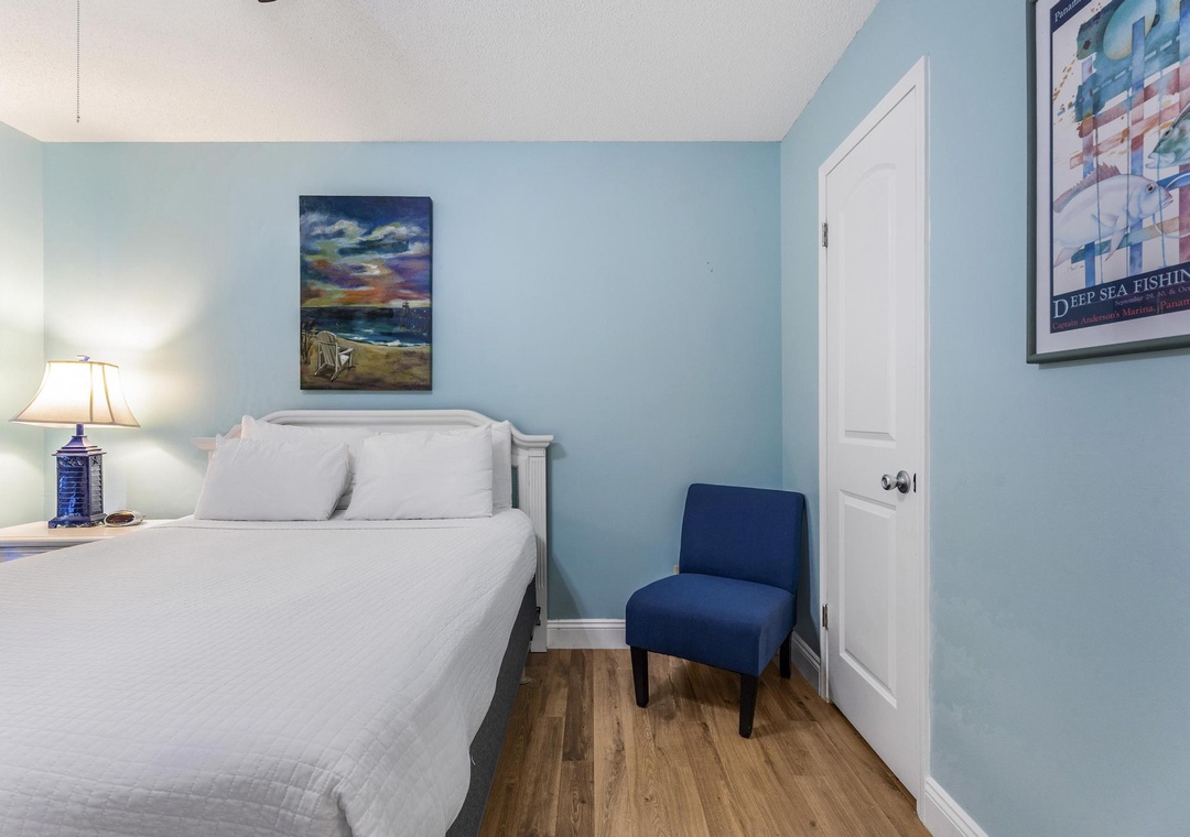 Guest bedroom with accent chair