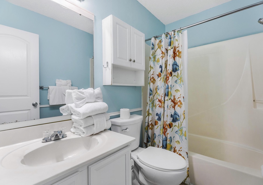 Primary bathroom with tub/shower combo