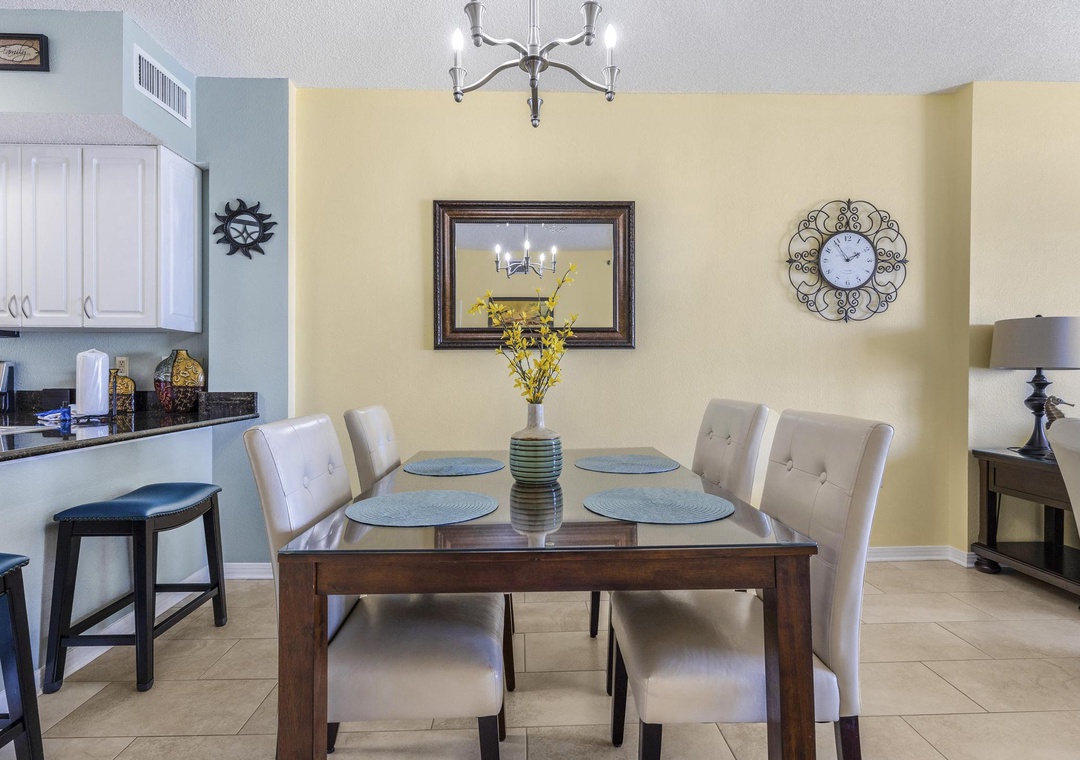 Dining table with seating for four
