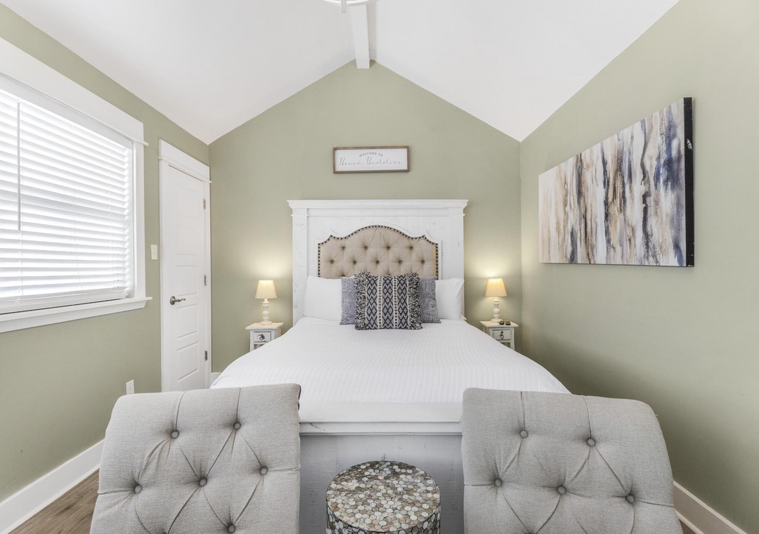 Primary bedroom with queen bed