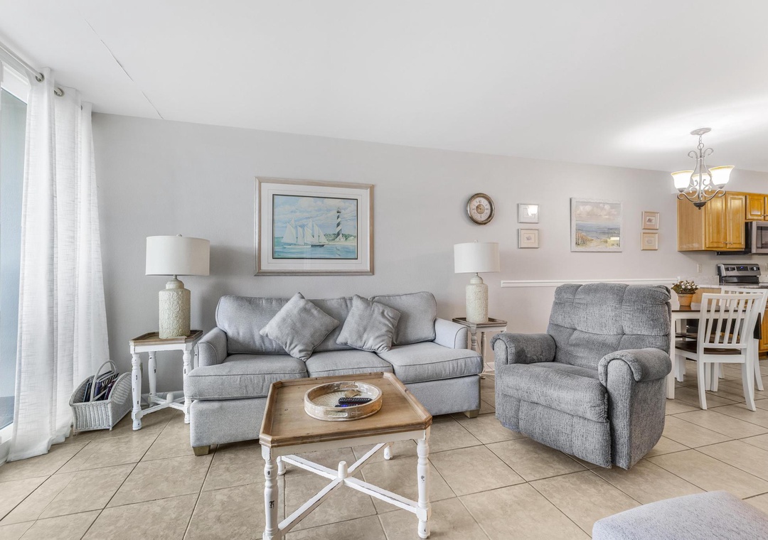 Comfortable living room seating with sleeper sofa