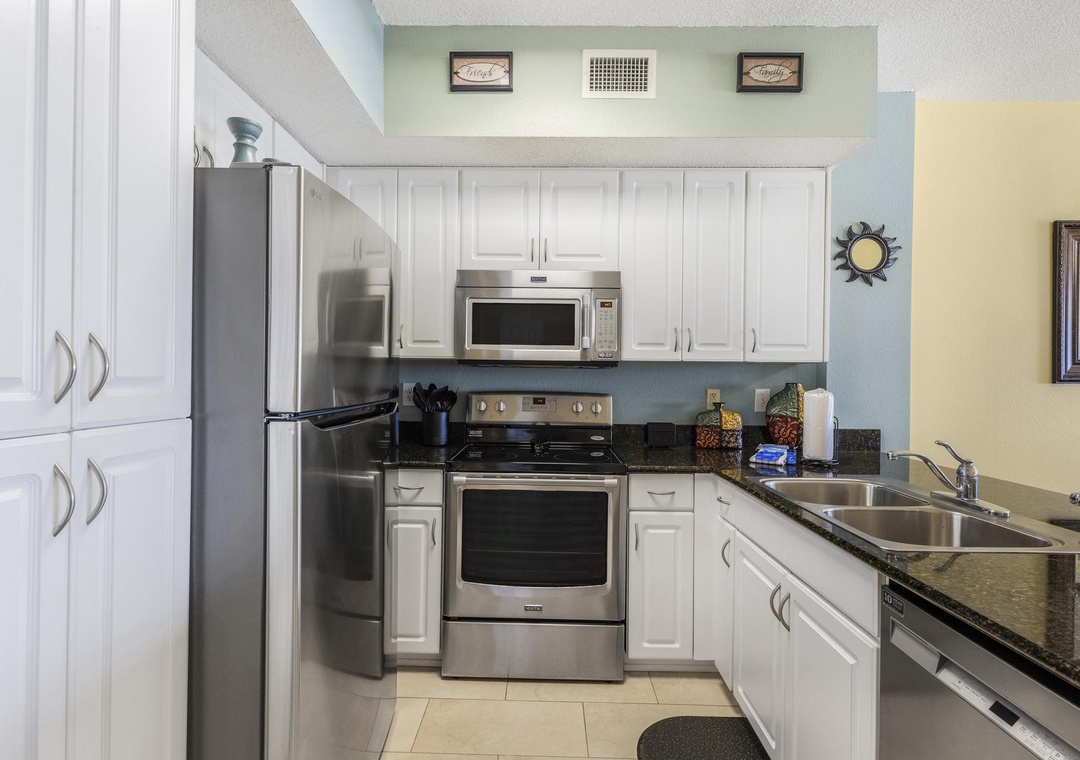 Kitchen with stainless steel appliances