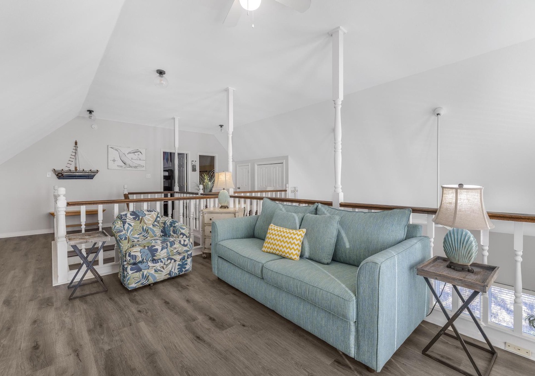 Second floor living space with sleeper sofa