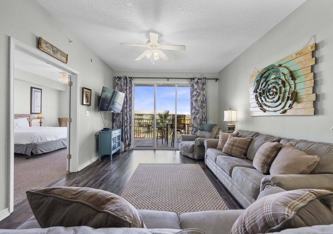 Spacious living room at Navy Cove Harbor 1206