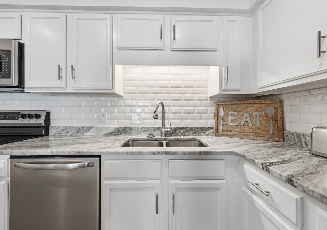 Stainless steel appliances in the kitchen