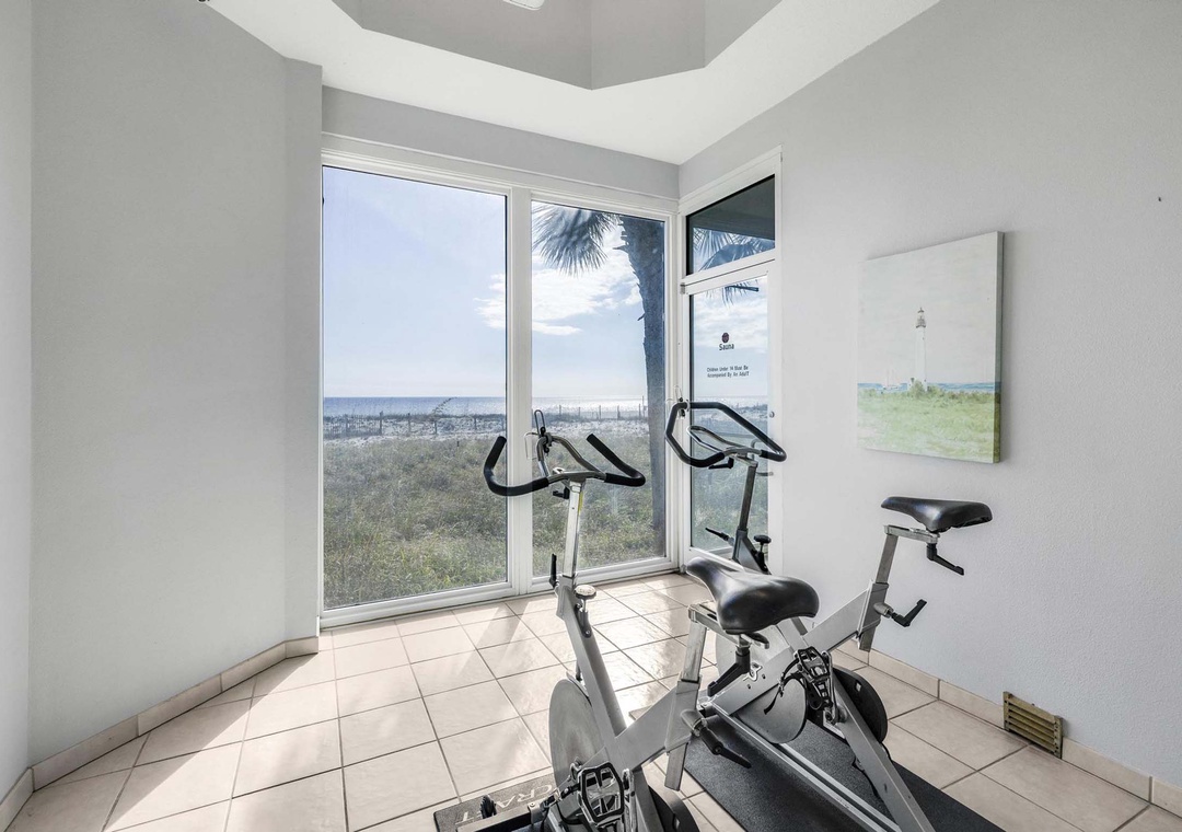 Beach views from the fitness center