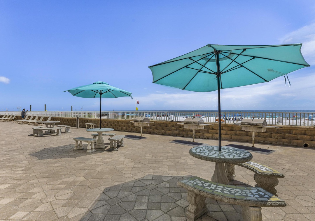 Grilling area with picnic tables