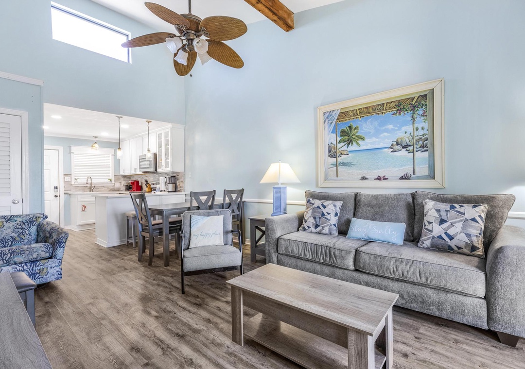 Lani Kai 215 living room with vaulted ceiling