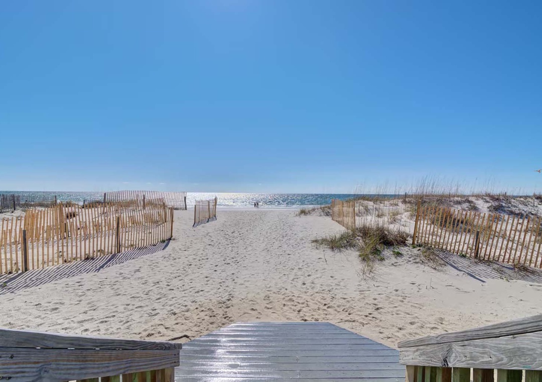 Step right out to the beach