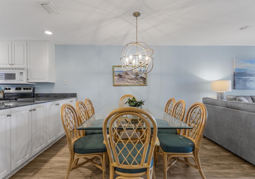 Seating for eight at the dining table