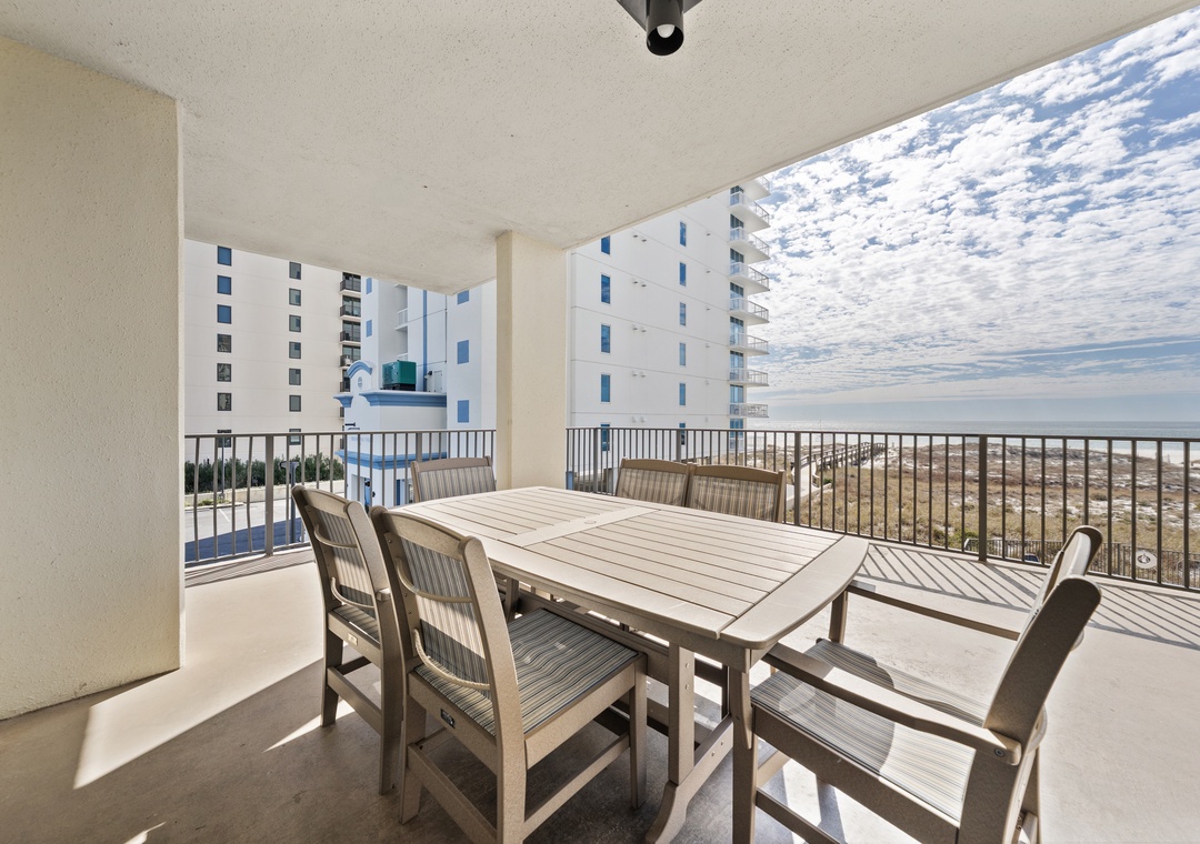 Dine al fresco on the spacious balcony