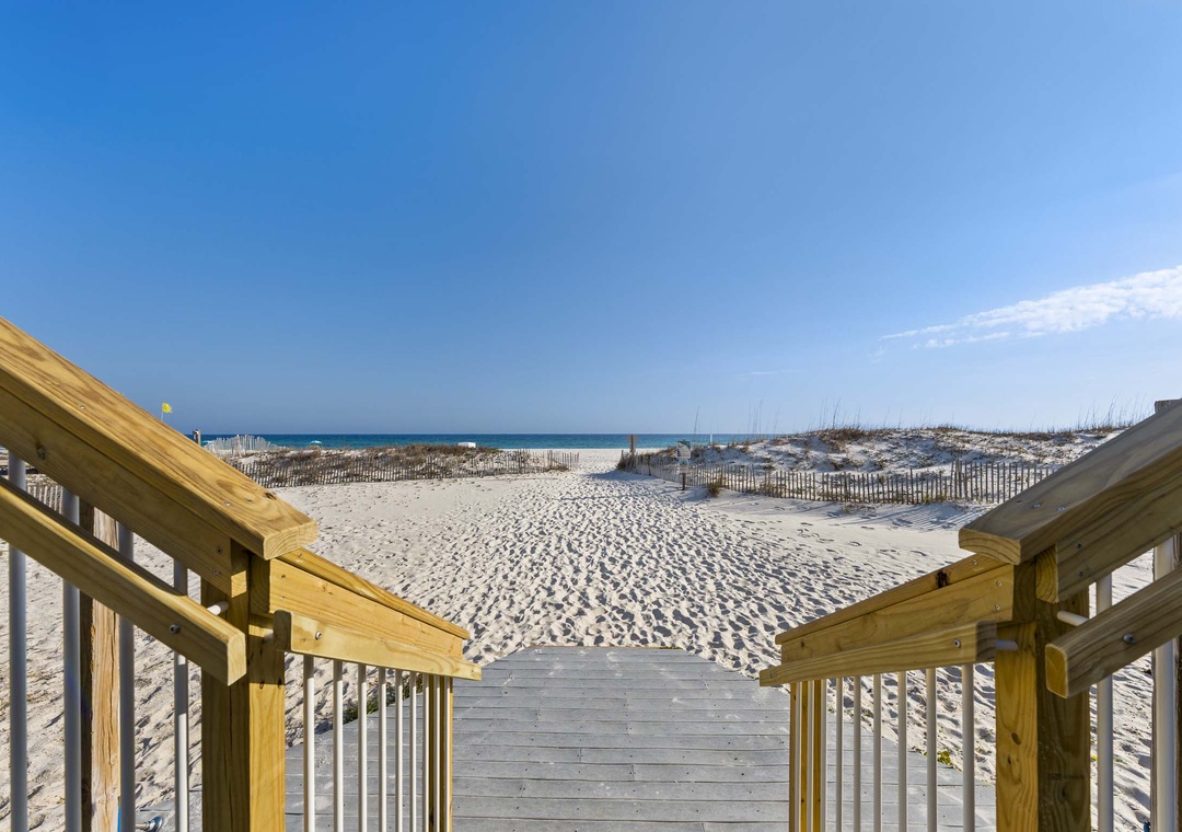 Step right onto the sand!