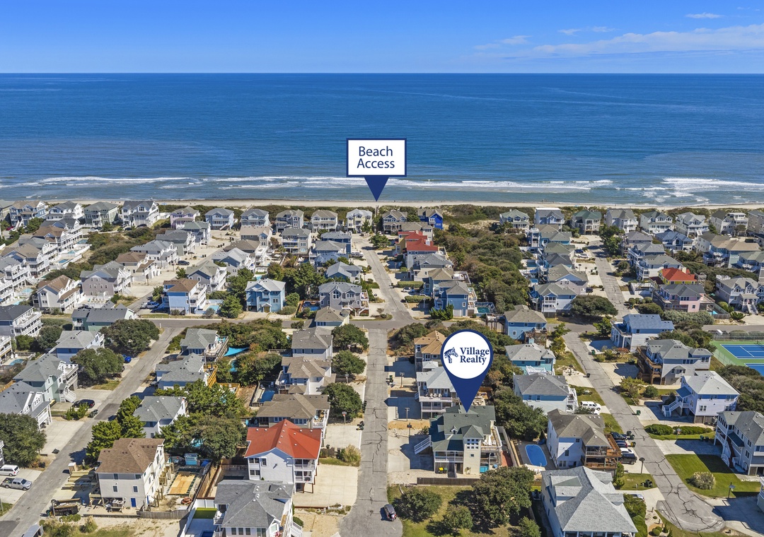 OSO54: OBX Calm | Aerial View Showing Beach Access