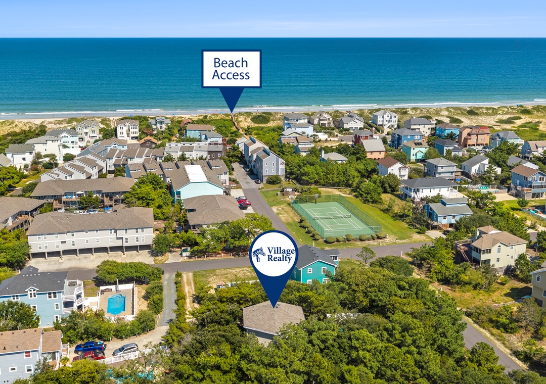 OSF03: Tucked Inn | Aerial View to Beach Access