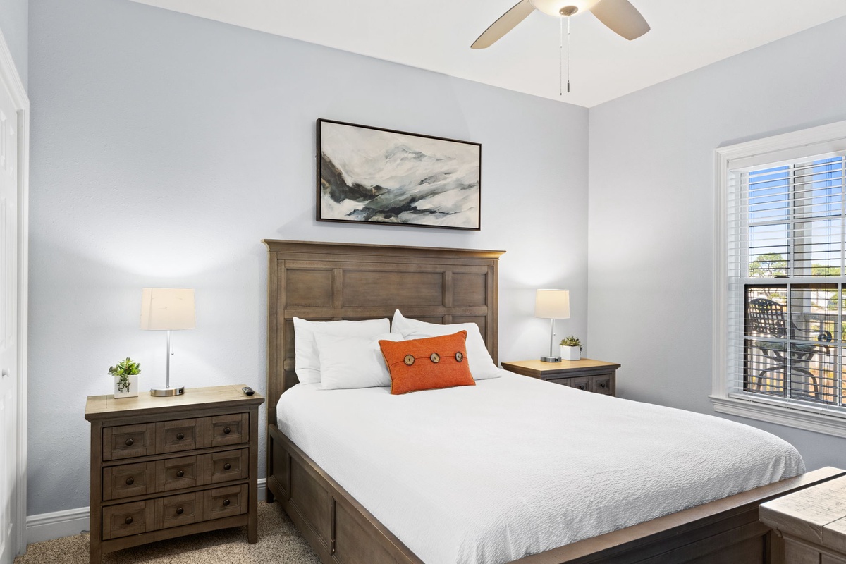 Drift into peaceful sleep in your serene bedroom, where soft linens and warm wood tones create the perfect retreat.