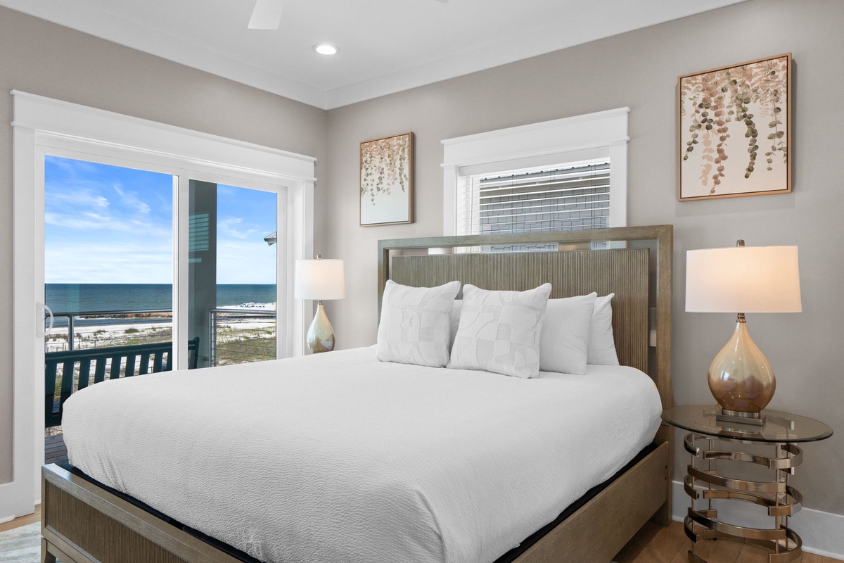 Wake up to stunning ocean views from your plush bed. Fresh coastal air and gentle waves create a serene retreat where relaxation comes naturally to you.