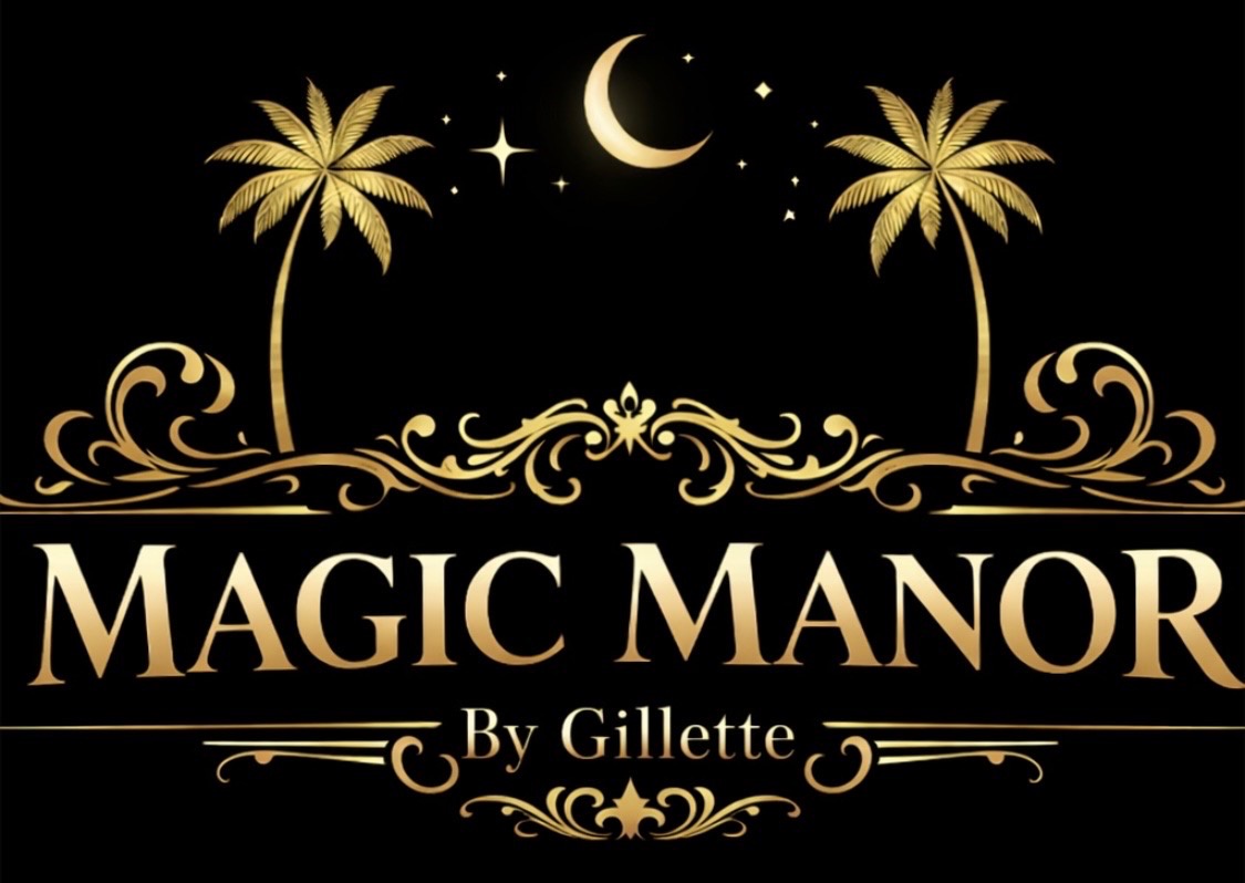 Elegant property branding showcases the luxurious Magic Manor experience awaiting guests.