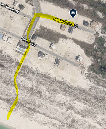 Beach access via community boardwalk.