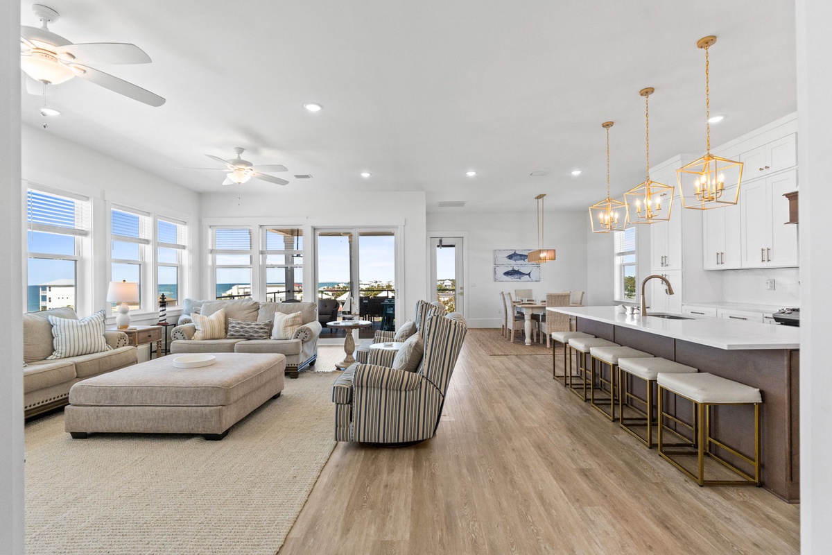 You'll love this open-plan paradise where luxury meets comfort. Cook together at the spacious island while friends relax in the stylish living area.
