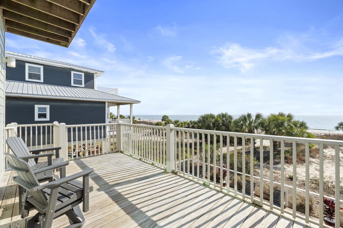 Step onto your private deck where coastal breezes and stunning ocean views create the perfect morning coffee spot or sunset sanctuary.