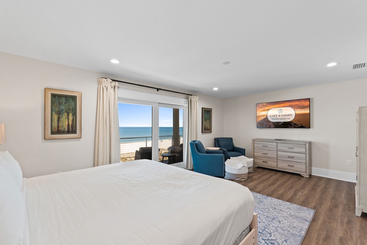Wake up to stunning ocean views through your private sliding doors, where the waves greet you each morning from the comfort of your bed and seating area.
