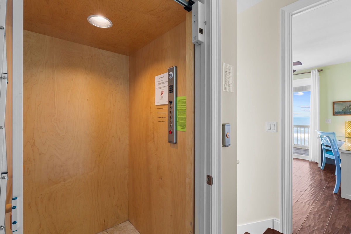 The private elevator provides direct access to your rental, ensuring convenience and ease from the moment you arrive.