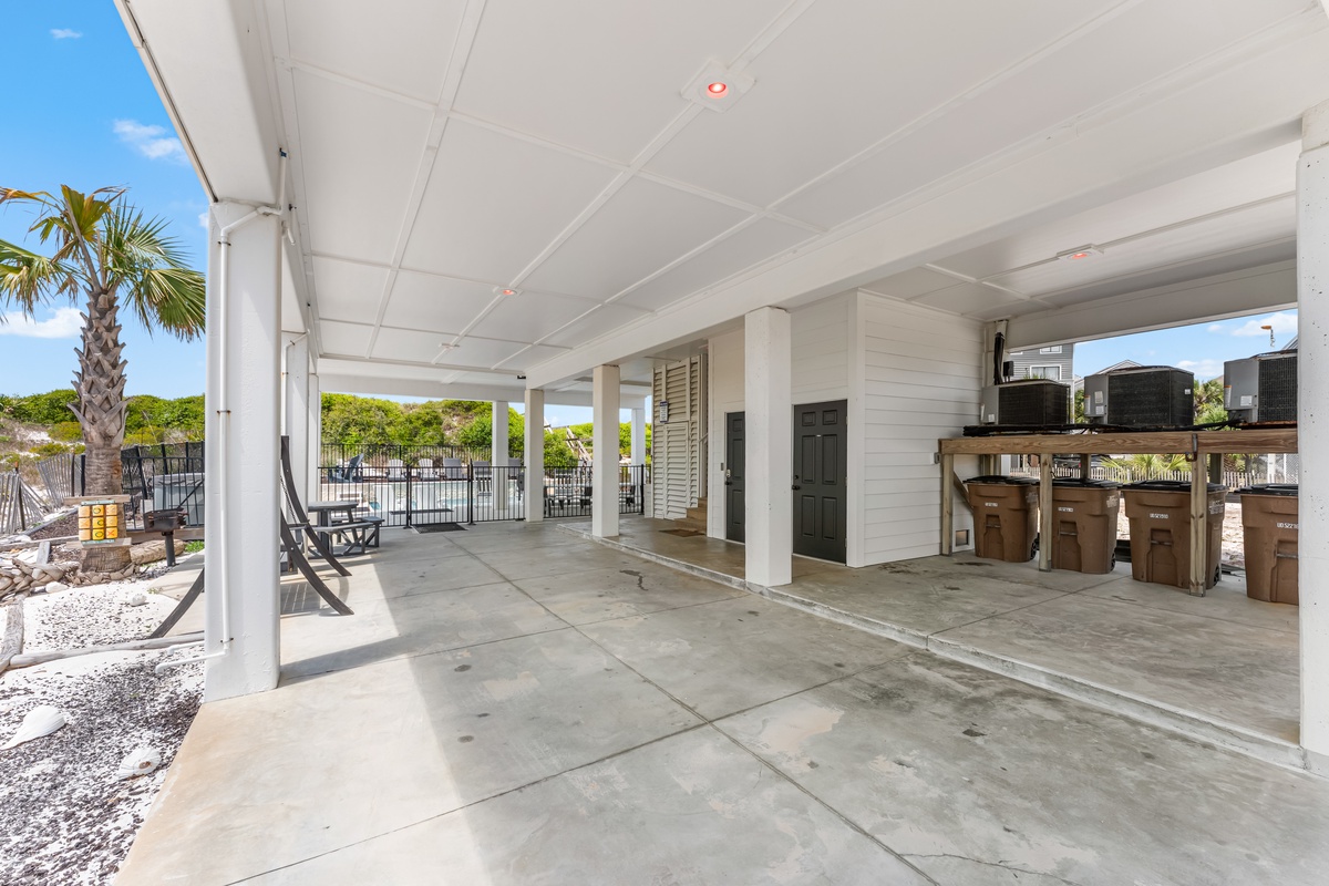 Expansive covered ground level with plenty of parking and convenient access to your beachside retreat.