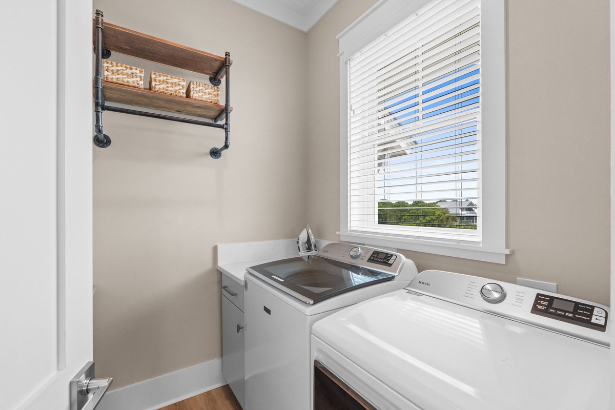 Keep your wardrobe fresh during your stay with this convenient in-home laundry space. A full-size washer and dryer make extended trips feel like home.