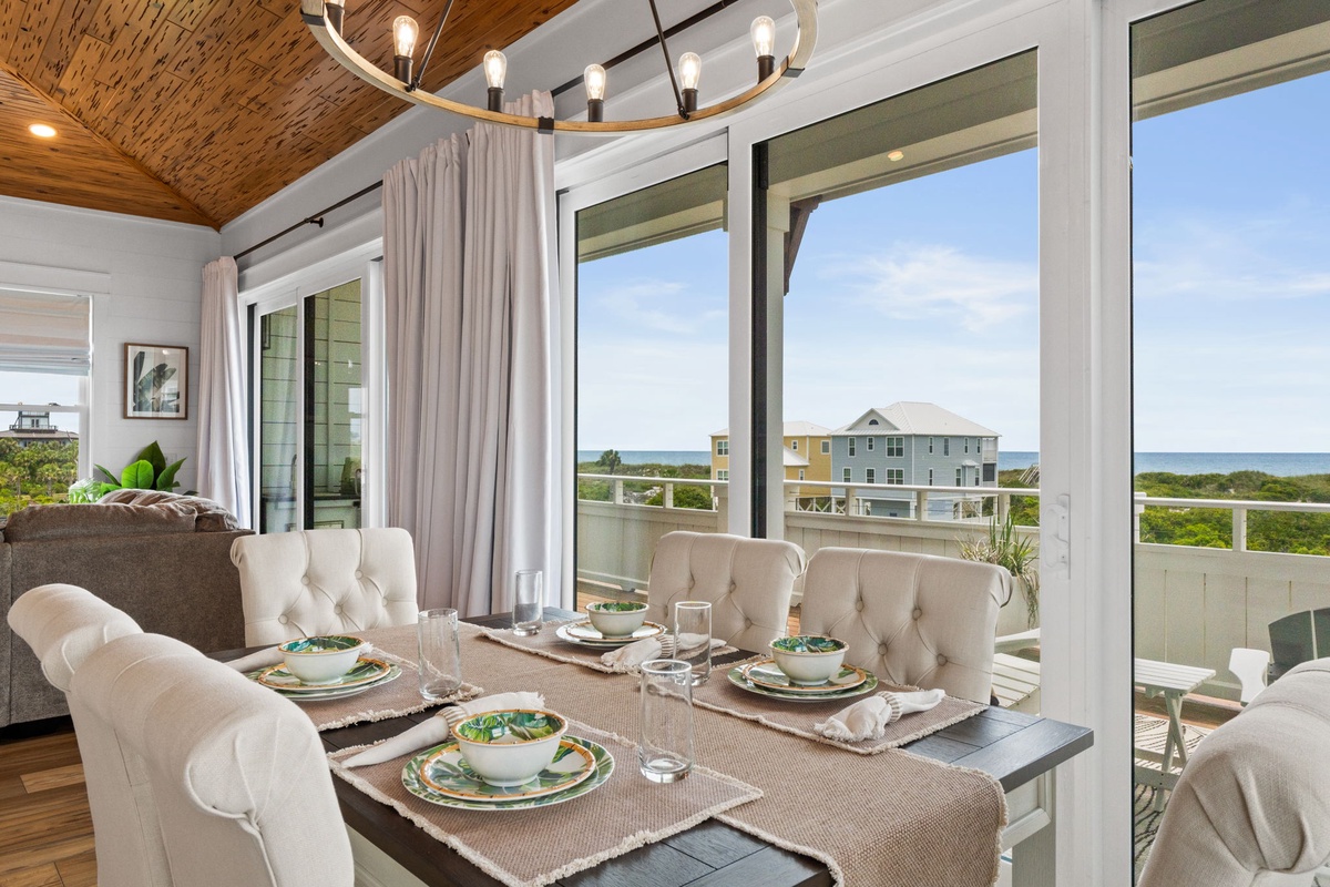 Savor every meal with sparkling ocean views and coastal breezes flowing through your beautifully appointed dining space.