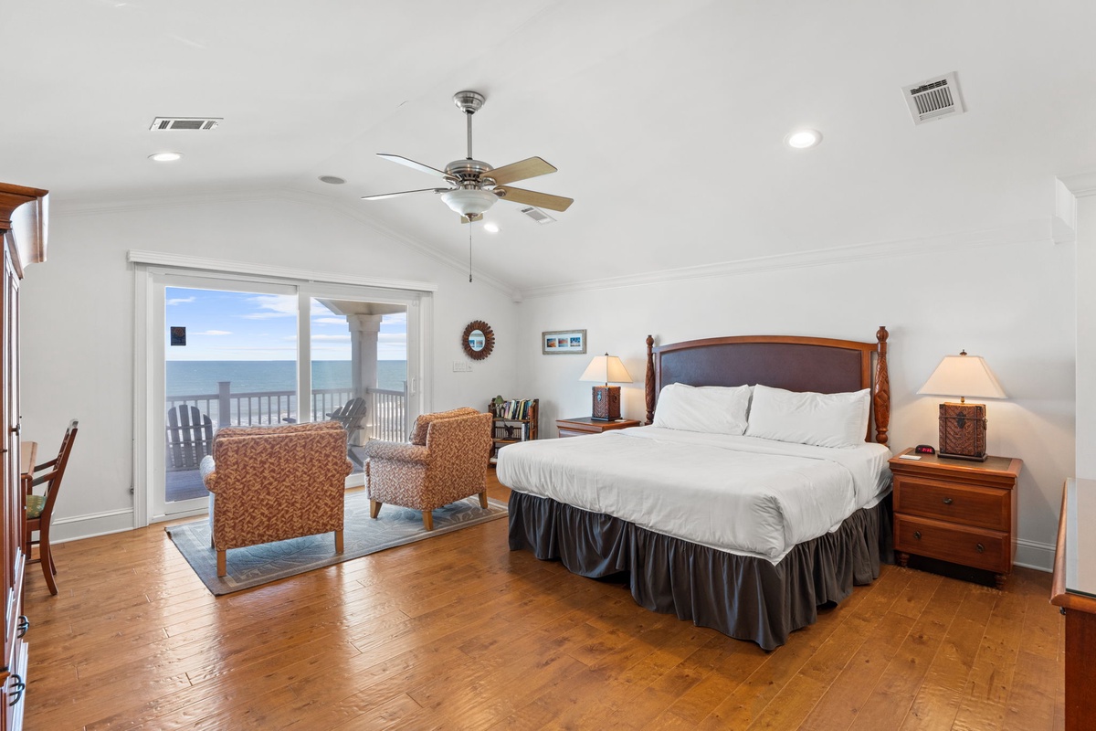 Wake up to stunning ocean views from your bed. Enjoy your private balcony with comfortable seating, perfect for morning coffee or sunset moments with the sea as your backdrop.