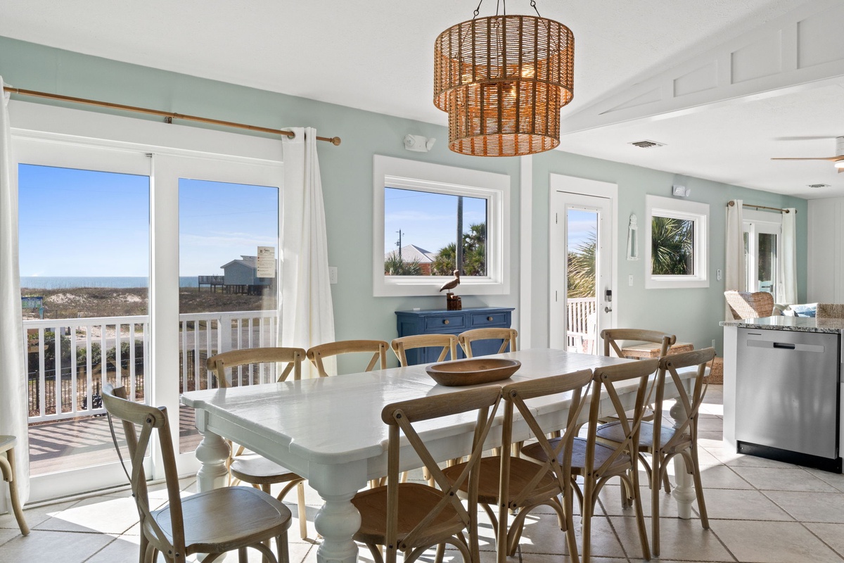 Enjoy meals with easy access to the deck, bringing indoor and outdoor living together.