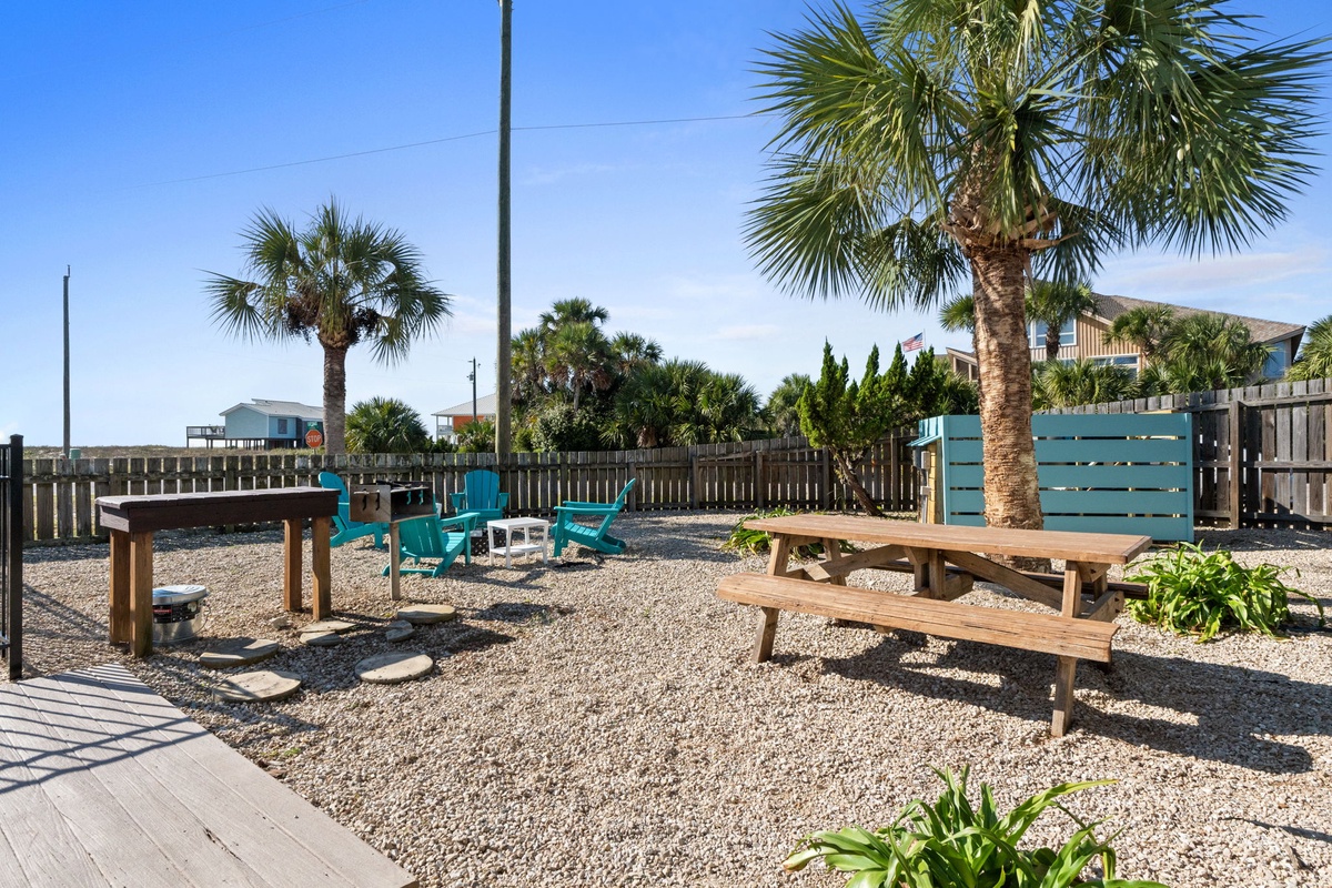 Additional outdoor seating and picnic space invite casual meals and evening conversations.