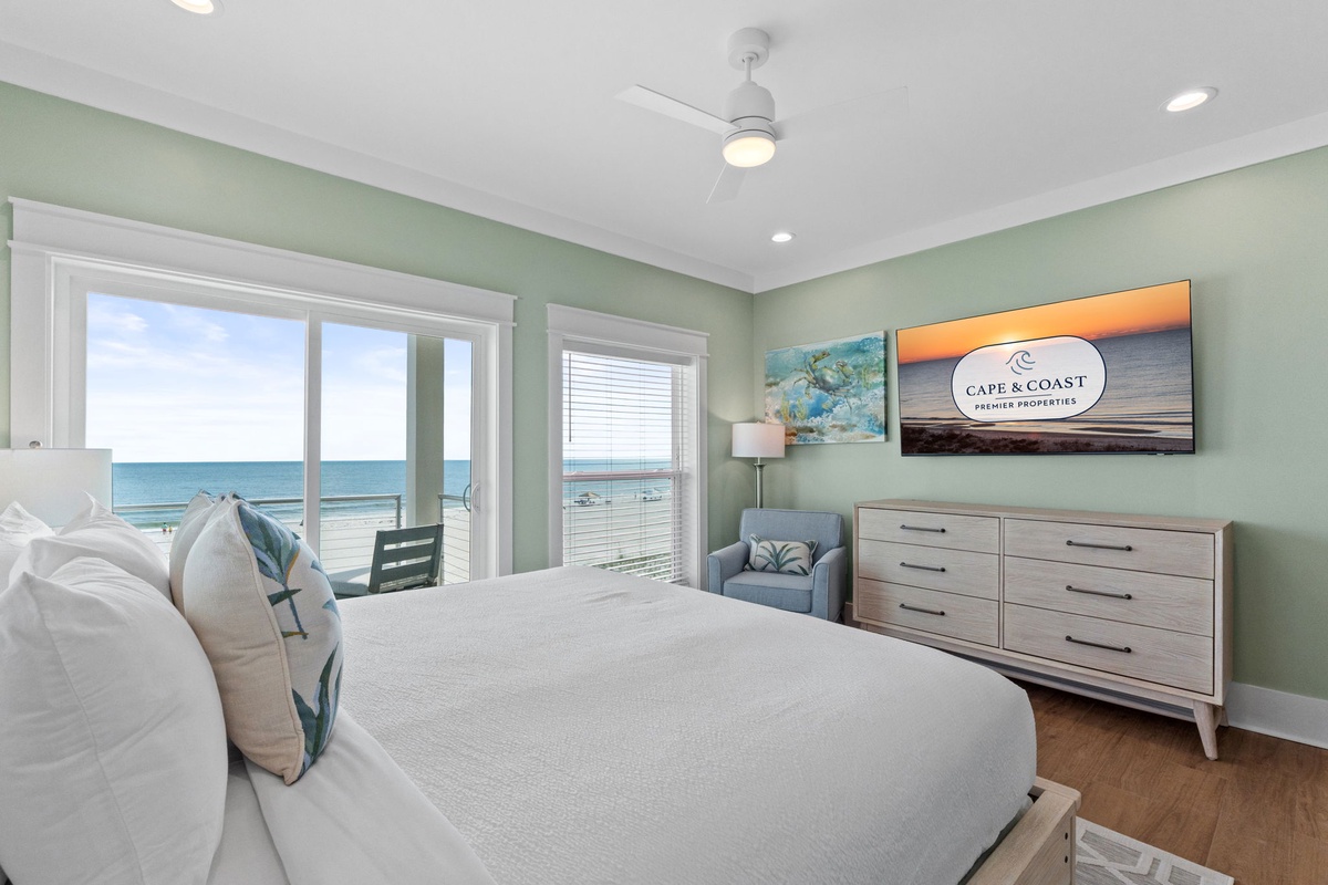 Wake up to breathtaking ocean views from your coastal bedroom, where soft sea breezes and the calming sound of waves create your perfect seaside retreat.