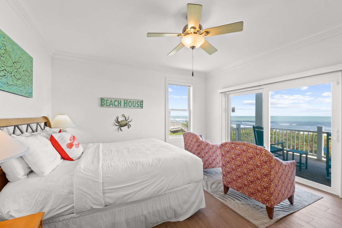 Wake up to endless ocean views from your private bedroom balcony, where coastal breezes and gentle waves create your perfect morning retreat.