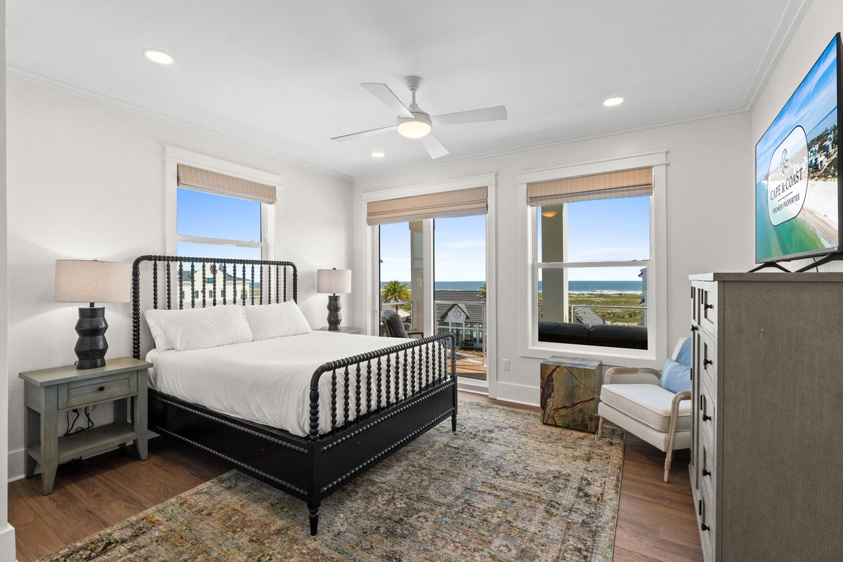 Wake up to a breathtaking ocean view through your bedroom windows, where soft coastal breezes and the sound of waves create your peaceful retreat.