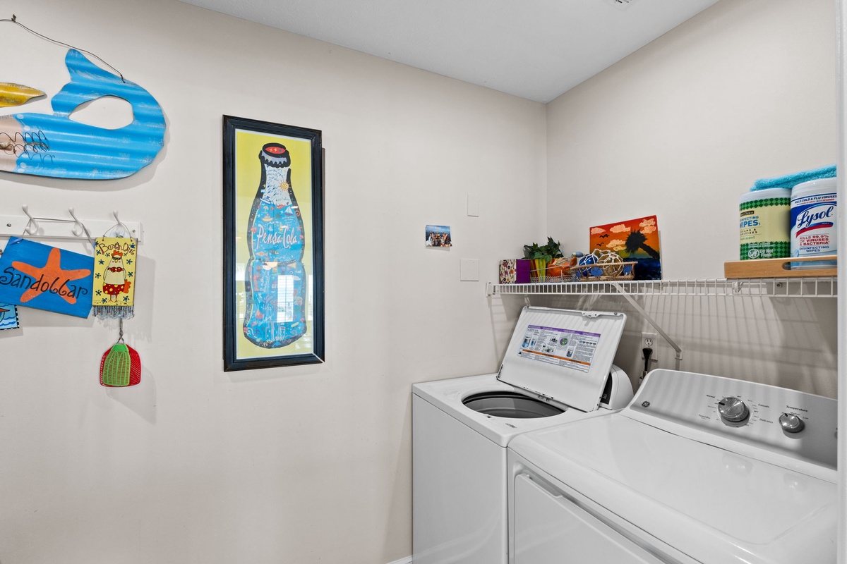 Your dedicated laundry room makes beach vacation packing a breeze with full-size washer and dryer ready for sandy clothes.