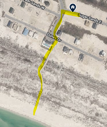 Aerial view showing the beach acces via community boardwalk.