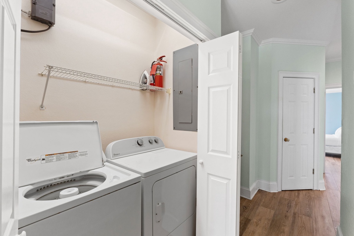 Your private laundry room features full-size washer and dryer, making longer stays effortless and convenient.