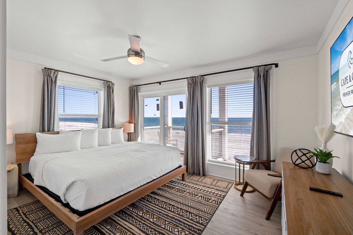 Wake up to breathtaking ocean views from your comfortable bed, where the sound of waves becomes your morning alarm.